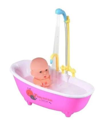 Imagem de Banheira de Brinquedo Grande Infantil Para Bonecas Com Chuveiro Sai Água