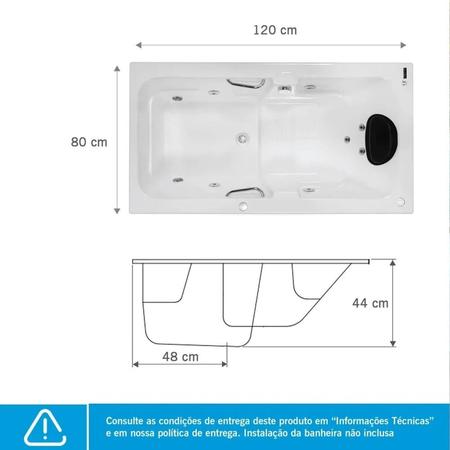 Imagem de Banheira de Hidromassagem Box Gran Luxo 120x80x44cm - P5 - 220v - sem Aquecedor Branco