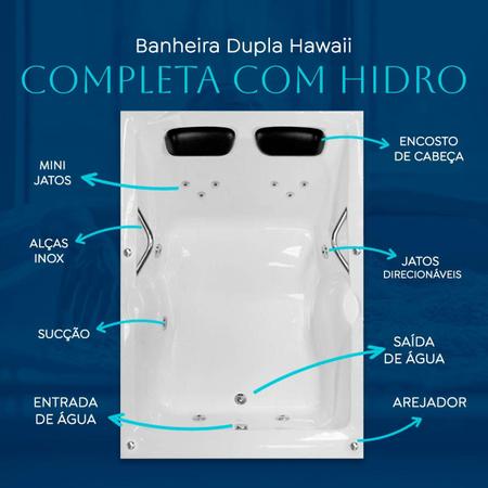 Imagem de Banheira Dupla Hawaii COMPLETA com hidro em acrílico