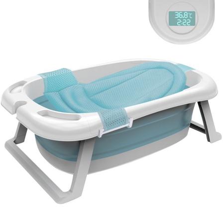Imagem de Banheira Para Bebe Dobrável Portátil Com Medidor de Temperatura e Rede