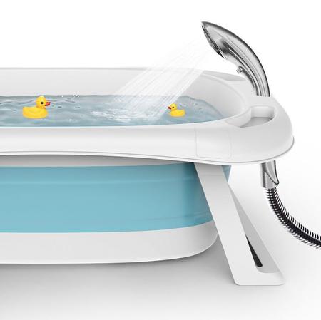 Imagem de Banheira Para Bebe Dobrável Portátil Com Medidor de Temperatura e Rede