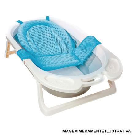 Imagem de Banheira para Bebê Leitosa Branca c/ Rede Protetora de Banho