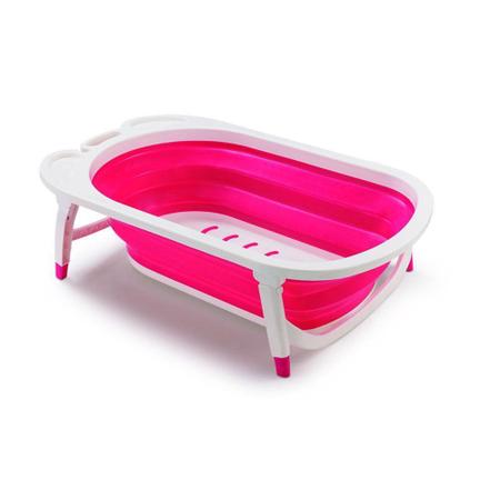 Imagem de Banheira Para Bebê Rosa Com Pés Antiderrapantes e Com Travas De Segurança Flexi Bath Weego