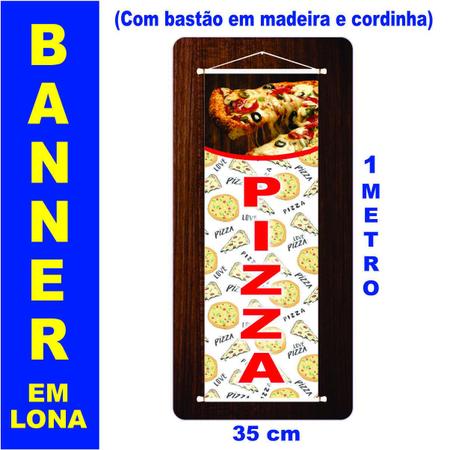 Imagem de Banner em Lona com bastão e Cordinha 1m x 35cm PIZZA
