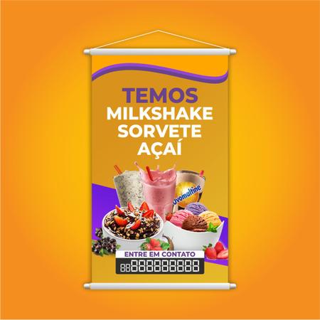 Imagem de Banner Temos Milkshake Sorvete e Açaí Fone Contato Grande