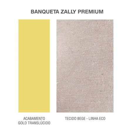 Imagem de Banqueta Alta Zally Premium 85 cm Aço Inox Gold Tecido Linho Sustentável
