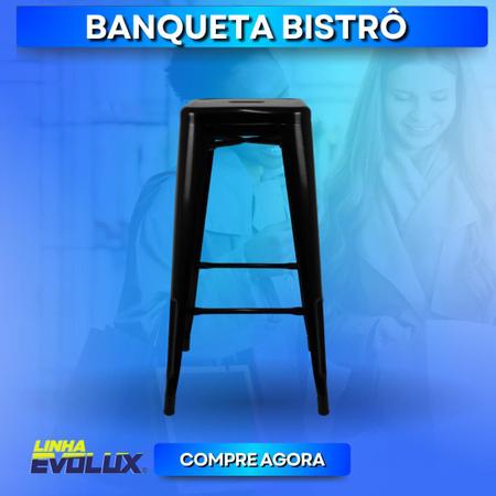 Imagem de Banqueta Bistrô Ferro Loft Banco 76 cm Inova Moderno Luxo Cor Preto Cozinha Churrasqueira 