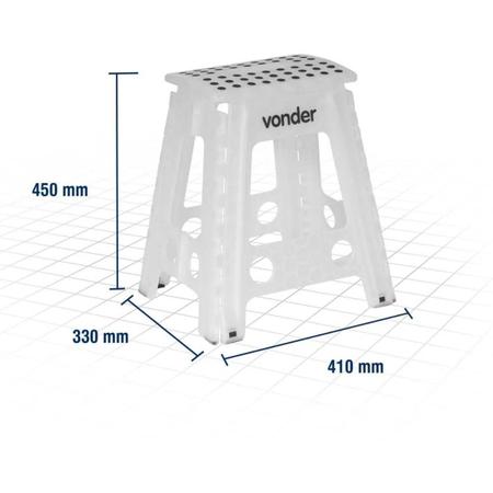 Imagem de Banqueta De Plástico Dobrável Vonder 450mm 150kg Branca