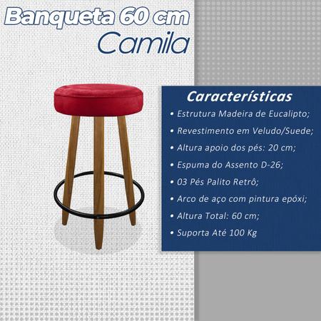 Imagem de Banqueta Media 60cm Para Cozinha Balcão Bar Assento Vermelho