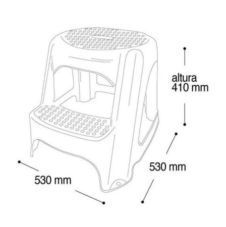 Imagem de Banqueta Step Multiuso Plastico Dois Degraus Preta Arqplast