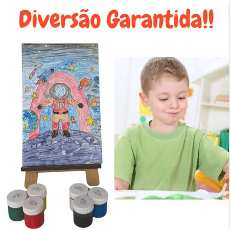 Imagem de Banquinho Infantil MDF com kit de pinturacom pincel "Meu Primeiro Banquinho".