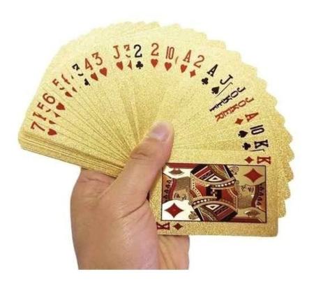 Imagem de Baralho dourado carteado poker truco varios jogos de mesa
