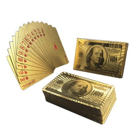 Baralho Dourado Ouro Jogos Poker Truco Paciencia Resistente a Agua 54 Cartas  Gold 24k Profissional Verso Dólar - Online - Baralho - Magazine Luiza
