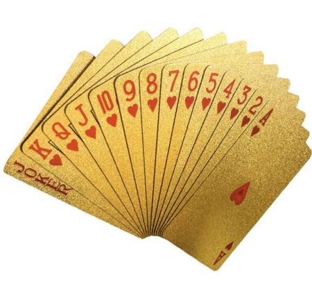 Baralho Dourado Ouro Jogos Poker Truco Sueca Resistente a Agua 54 Cartas  Gold 24k Profissional Verso Dolar - Online - Baralho - Magazine Luiza