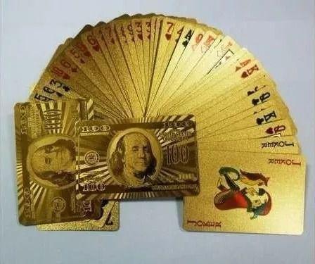 Baralho Dourado Ouro Jogos Poker Truco Paciencia Resistente a Agua 54 Cartas  Gold 24k Profissional Verso Dólar - Online - Baralho - Magazine Luiza