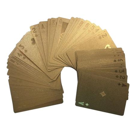 Baralho Dourado Ouro Jogos Poker Truco Paciencia Resistente a Agua 54  Cartas Gold 24k Profissional Verso Dólar - Online - Baralho - Magazine Luiza