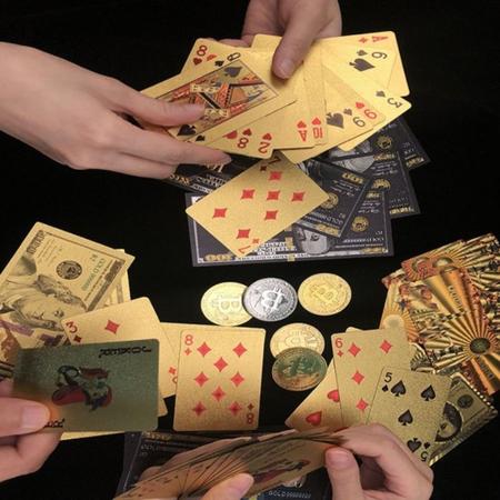 Baralho Dourado Ouro Jogos Poker Truco Paciencia Resistente a Agua