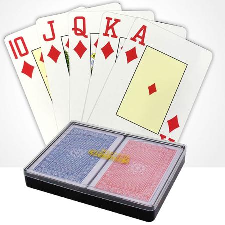 Baralho Duplo 100% Plástico 104 Cartas Prova De Água Estojo Jogo