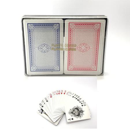 Baralho De Plastico Com Estojo de Papel 2 Jogo Com 54 Cartas Cada