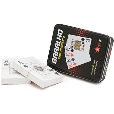 Baralho Duplo com 2 Jogos de 54 Cartas no Estojo de Metal Unidade -  RedStar/ WX Gift - Baralho - Magazine Luiza