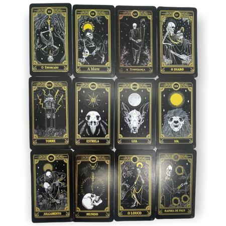 Cartas de tarô preto com guia para iniciantes, adivinhação, alma, russo,  português, 78 cartas, 12x7cm