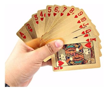 Imagem de Baralho Ouro Dollar Dourado Poker Cartas Jogos Prova D'agua