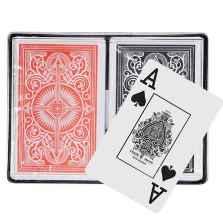 Jogo Cartas Baralho 100% Plastificado Estojo c/ 2 Jogos - 123 Util