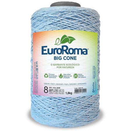 Imagem de Barbante Big Cone Colorido nº8 com 1,8kg EuroRoma - Cor 900 Azul Bebê