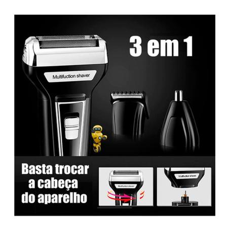 Imagem de Barbeador Shaver Kemei KM6558 3EM1 Unissex Aparador de Pelos