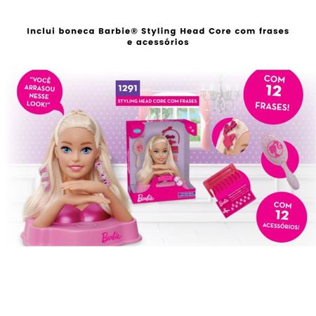 Boneca Cabeça Busto Barbie Fala 12 Frases Acessórios Para Enfeitar Maquiar  em Promoção na Americanas