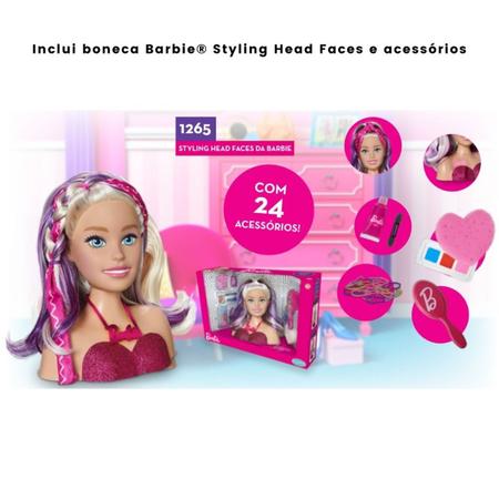 Boneca Barbie Busto Maquiagem Styling Head Faces Acessorios - Rosa