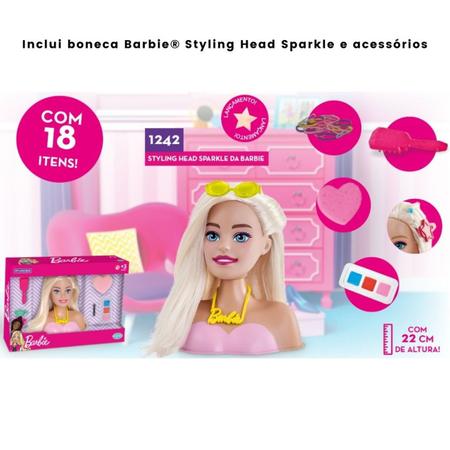 Boneca Barbie Busto Styling Head Sparkle Pentear E