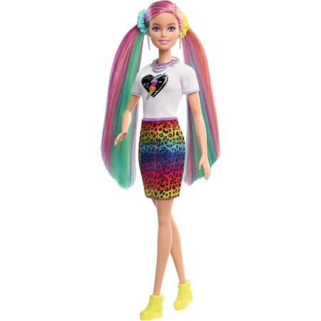 Imagem de Barbie Boneca Cabelo Arco-íris / Leopardo - Mattel
