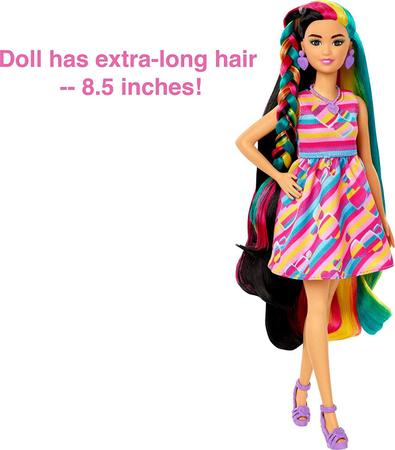 Boneca Barbie Totally Hair - Vestido Listrado - Morena - HCM90