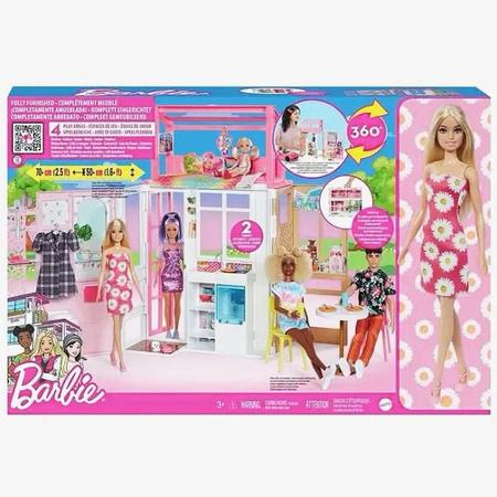 Casa de bonecas mobiliada de 2 andares da Mattel Barbie