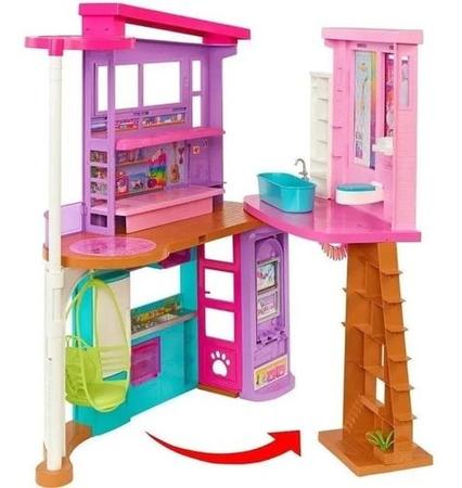 Barbie Casa 2 Andares Malibu House Férias 6 Cômodos Mattel