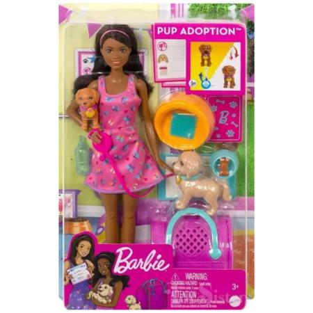 Boneca Barbie com Pets - Adota Cachorrinhos - Morena - Mattel