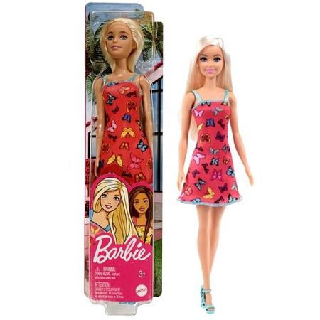 Barbie Roupas e Acessórios Vestido Rosa Babados Colar Sapatos HJT20 Mattel