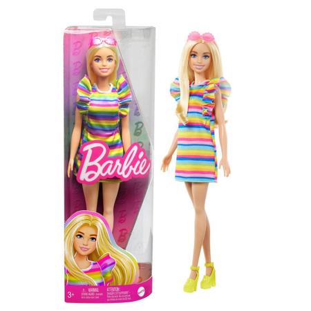Imagem de Barbie Fashionista Vestido Listrado Colorido - Mattel
