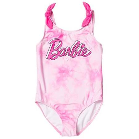 Barbie Little Girls One Piece Banho Terno Tie Dye Rosa 7- Imagem de Barbie Little Girls One Piece Banho Terno Tie Dye Rosa 7-