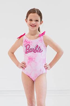 Barbie Little Girls One Piece Banho Terno Tie Dye Rosa 7- Imagem de Barbie Little Girls One Piece Banho Terno Tie Dye Rosa 7-