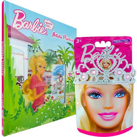 Imagem de Barbie Livro Eu Quero Ser Artista Plástica + Coroa Princesa