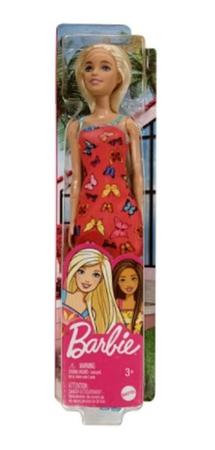 Imagem de Barbie Loira Fashion Vestido Rosa Borboletas - Mattel