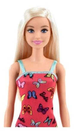 Imagem de Barbie Loira Fashion Vestido Rosa Borboletas - Mattel