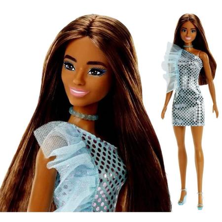Barbie antiga vestido azul