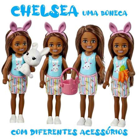 Imagem de Barbie Mini Boneca Chelsea Negra com Coelhinho e Acessórios - Mattel HGT08