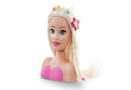 Boneca Barbie Maquiar e Pentear Busto 3 Acessorios - Pupee