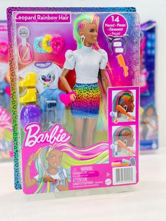 Imagem de Barbie Negra Cabelo Colorido E Raspado Muda Cor Acessórios