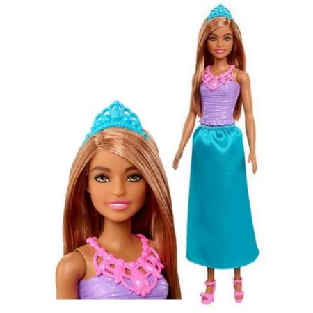 Imagem de Barbie Princesa Morena Saia Azul E Blusa Roxa - Mattel