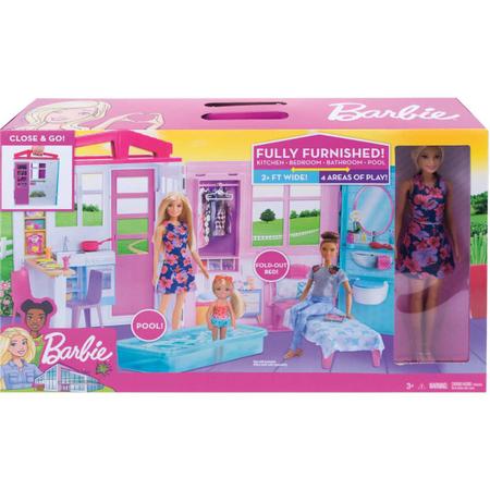 Casinha Grande Boneca Barbie Portátil Real Glam Kit Brinquedo